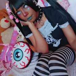 Aliexpress NEW DEMON Doll 100cm Long Straight Black Hime Cut Princess Style Wig With Short Bangs