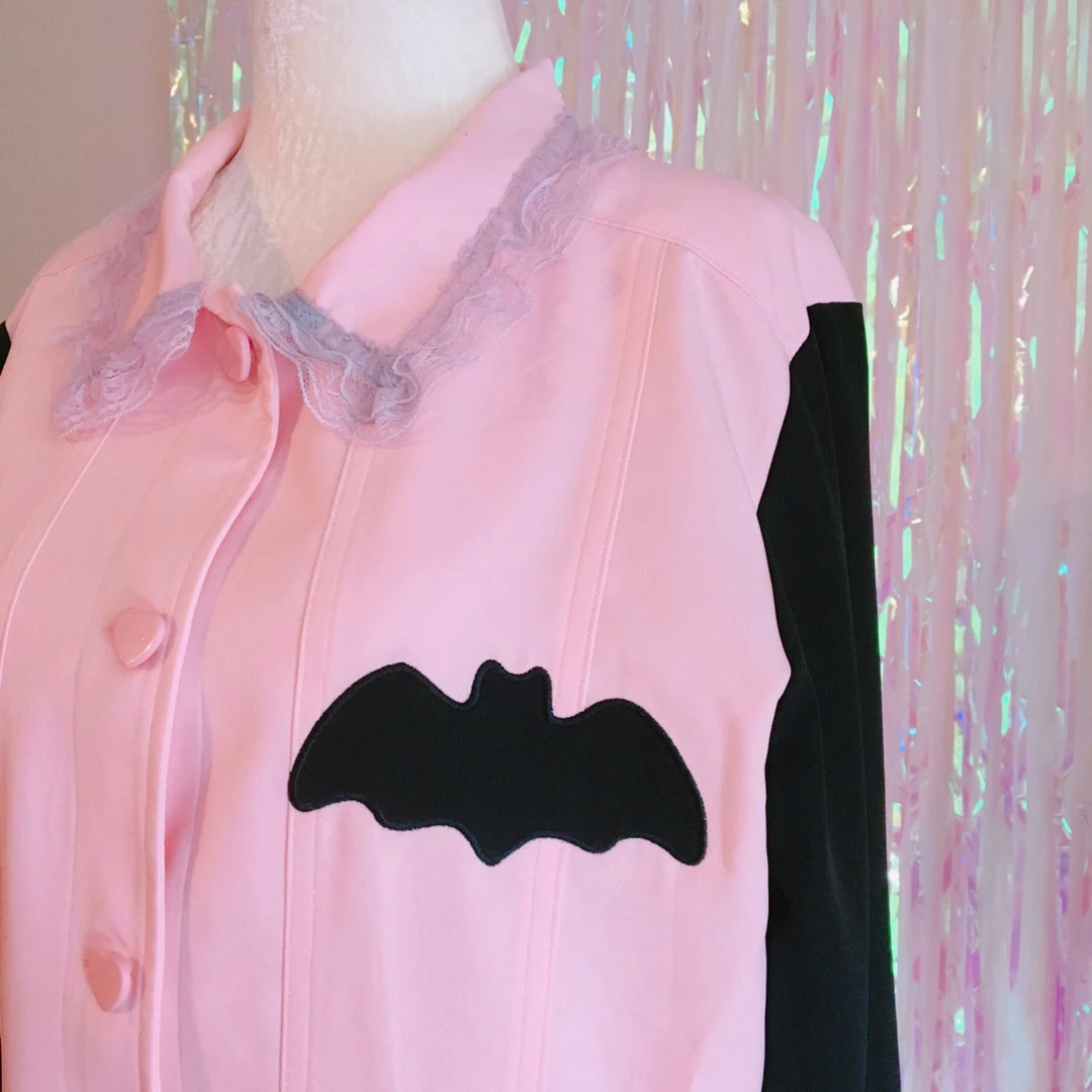 Peachiieshop Lovely Sinner Pastel Pink Bat Jacket By Fawnbomb NEW 3 Peachiieshop Lovely Sinner Pastel Pink Bat Jacket By Fawnbomb NEW
