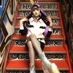 Peachiieshop Lovely Sinner Pastel Pink Bat Jacket By Fawnbomb NEW 30 Peachiieshop Lovely Sinner Pastel Pink Bat Jacket By Fawnbomb NEW