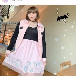 Peachiieshop Lovely Sinner Pastel Pink Bat Jacket By Fawnbomb NEW 36 Peachiieshop Lovely Sinner Pastel Pink Bat Jacket By Fawnbomb NEW