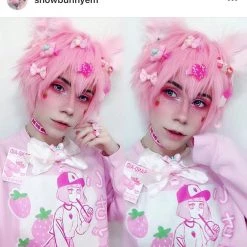 Printful NEW ICHIGO MILK TEA いちごミルク Strawberry Milk Tea Sweater Pink By Fawnbomb