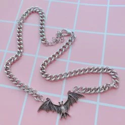 Peachiie Shop NEW Silver Chain Bat Necklace