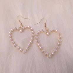 Aliexpress Pearl Heart Drop Earrings NEW