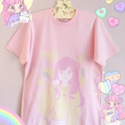 Peachiieshop Lemonade Crush Tee By Fawnbomb HARAJUKU Pink Fairy Kei Yume Kawaii Shirt Original Art