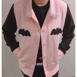 Peachiieshop Lovely Sinner Pastel Pink Bat Jacket By Fawnbomb NEW 28 Peachiieshop Lovely Sinner Pastel Pink Bat Jacket By Fawnbomb NEW
