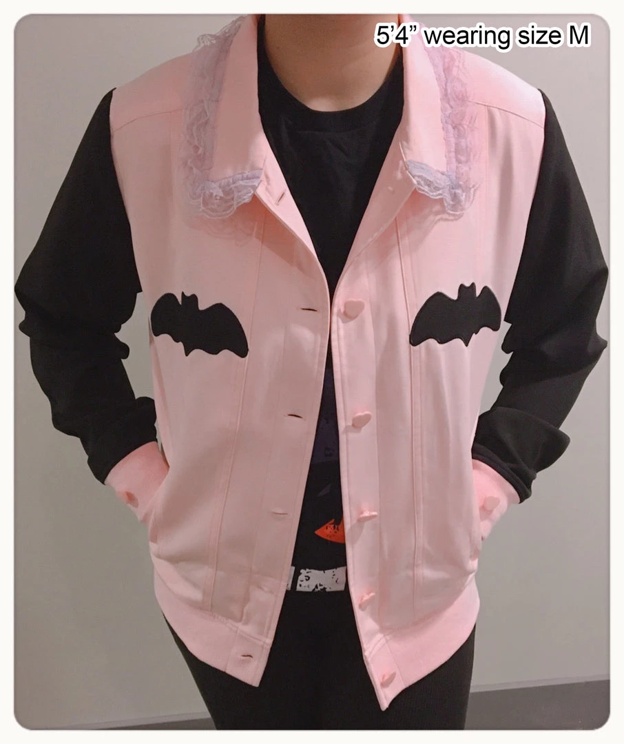 Peachiieshop Lovely Sinner Pastel Pink Bat Jacket By Fawnbomb NEW 10 Peachiieshop Lovely Sinner Pastel Pink Bat Jacket By Fawnbomb NEW
