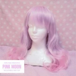 Cosplayc PINK MOON Wig Harajuku Kawaii Cute Fluffy Wavy Curly Long Pastel Emo Pinky Wigs