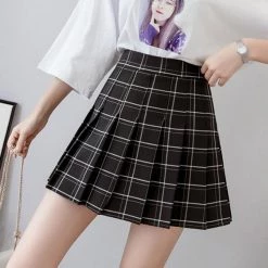 Peachiie Shop Bottoms Aesthetic Grid Pleated Skirts