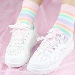 Aliexpress Kawaii Fairy Kei Rainbow Crew Socks