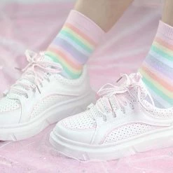 Aliexpress Kawaii Fairy Kei Rainbow Crew Socks