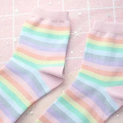 Aliexpress Kawaii Fairy Kei Rainbow Crew Socks