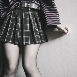 Peachiie Shop Bottoms Aesthetic Grid Pleated Skirts