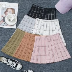 Peachiie Shop Bottoms Aesthetic Grid Pleated Skirts