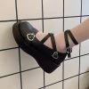 Peachiie Shop E-Girl Ballerina Heart Buckle Platform Shoes NEW