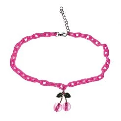 Peachiie Shop NEW Pink Cherry Acrylic Chain Necklace
