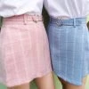 Aliexpress NEW PASTEL Heart Buckle Plaid High Waisted Skirt ( 3 Colours)