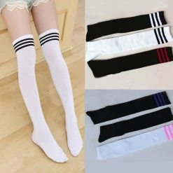 Aliexpress Socks And Tights Pink And White Thigh High Socks (7 Colours)