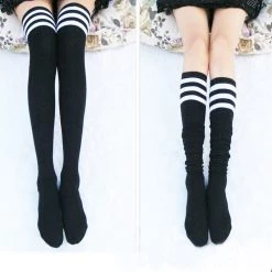 Aliexpress Socks And Tights Pink And White Thigh High Socks (7 Colours)
