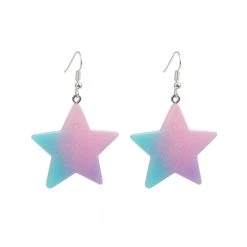 Peachiieshop Glitter Star Pastel Rainbow Earrings NEW