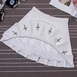 Aliexpress YAMI KAWAII Gothic Cross Pleated Mini Skirt In Black Or White