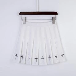 Aliexpress YAMI KAWAII Gothic Cross Pleated Mini Skirt In Black Or White