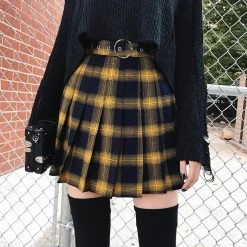 Aliexpress NEW 'Hannah' Heavy Cotton Goth Plaid Pleated Mini Skirt In 3 Colours