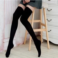 Aliexpress Simple Black Or White Thigh High Over The Knee Socks